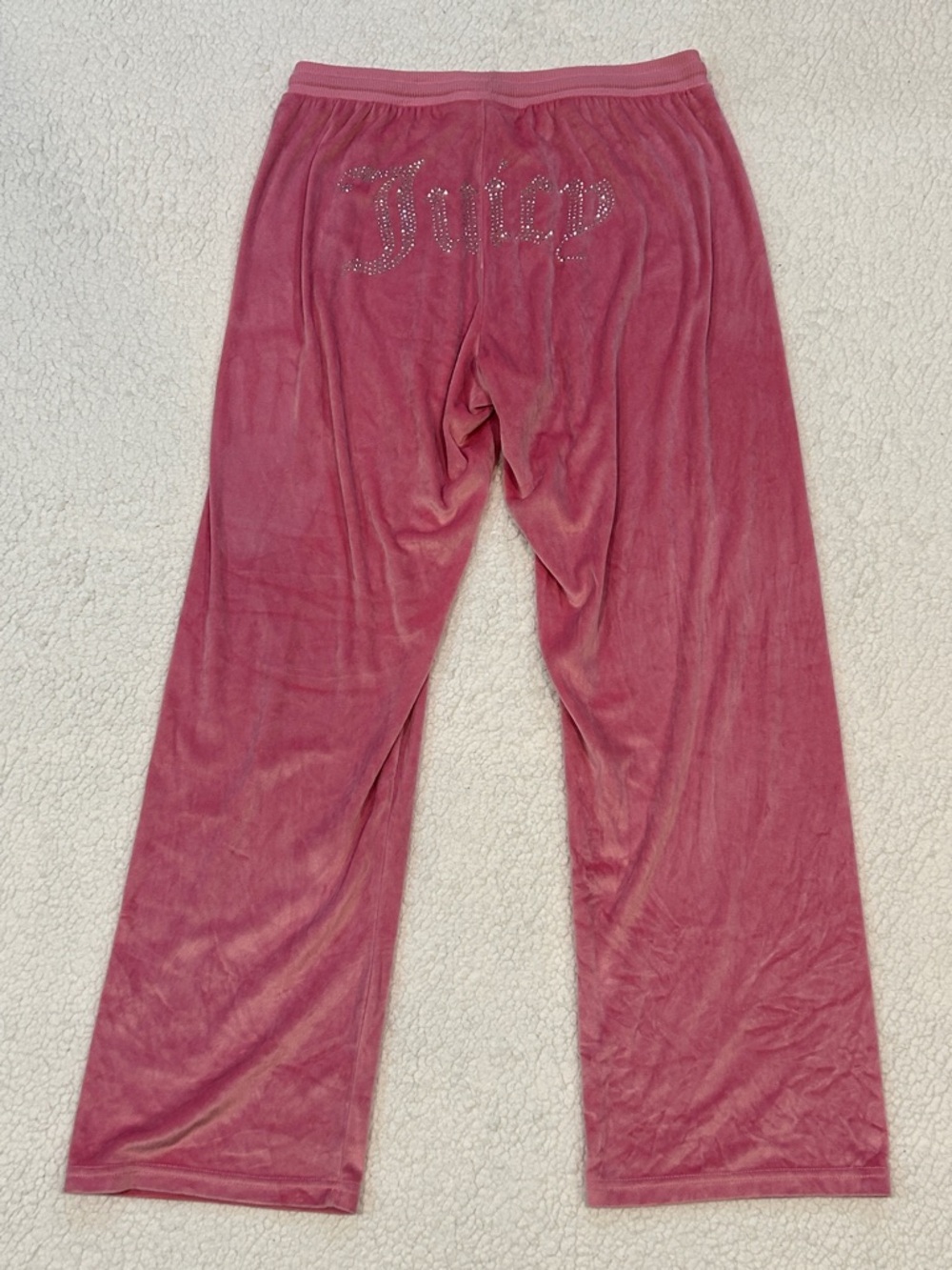 Juicy Couture Pink OG Big Bling Velour Track Pants Large Rhinestones Y2K Retro